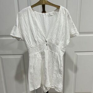 Zara White Embroidered Dress